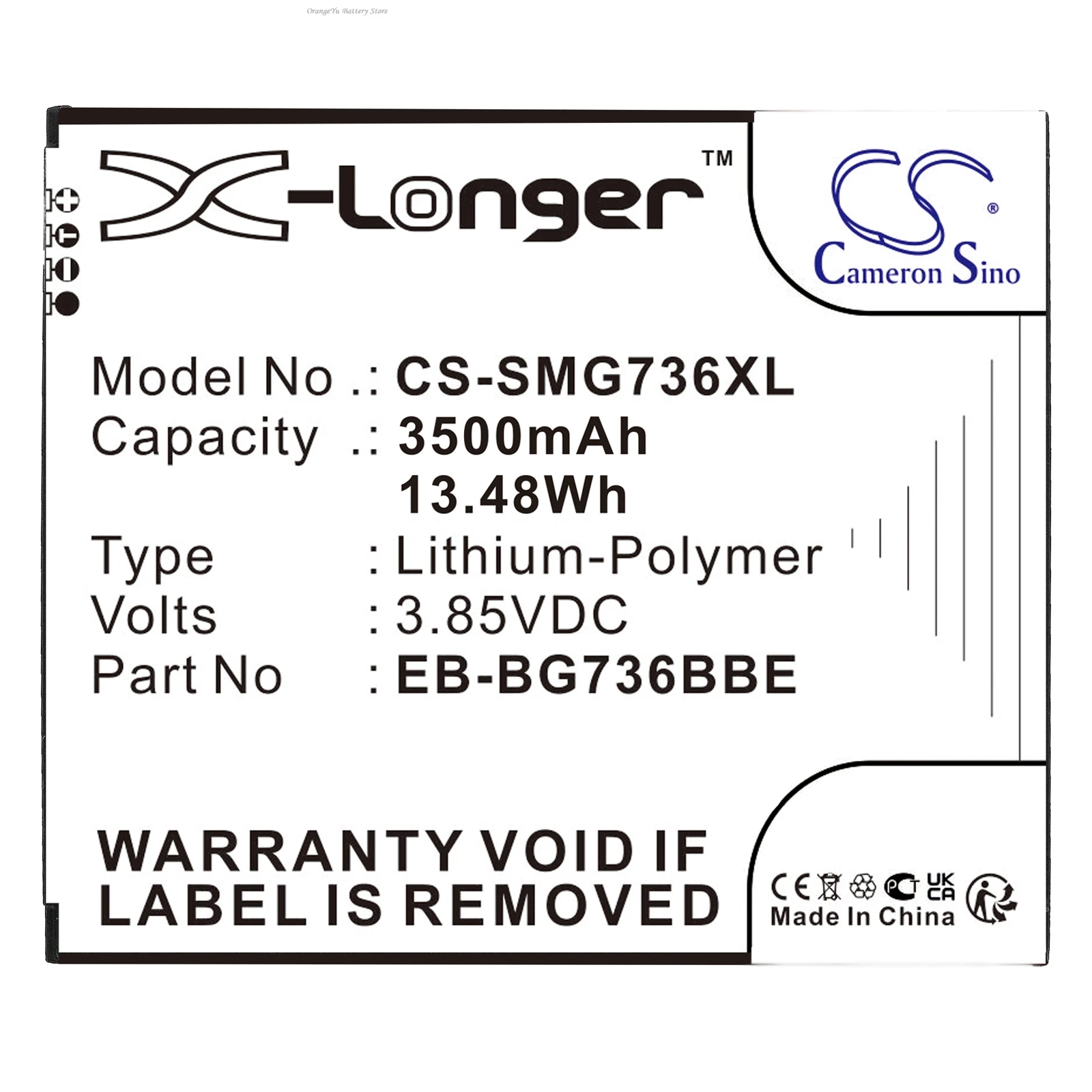 Replacement 3.85V 3500mAh Mobile Phone Battery EB-BG736BBE for Samsung Galaxy Xcover 6 Pro SM-G736U SM-G736U1 SM-G736B