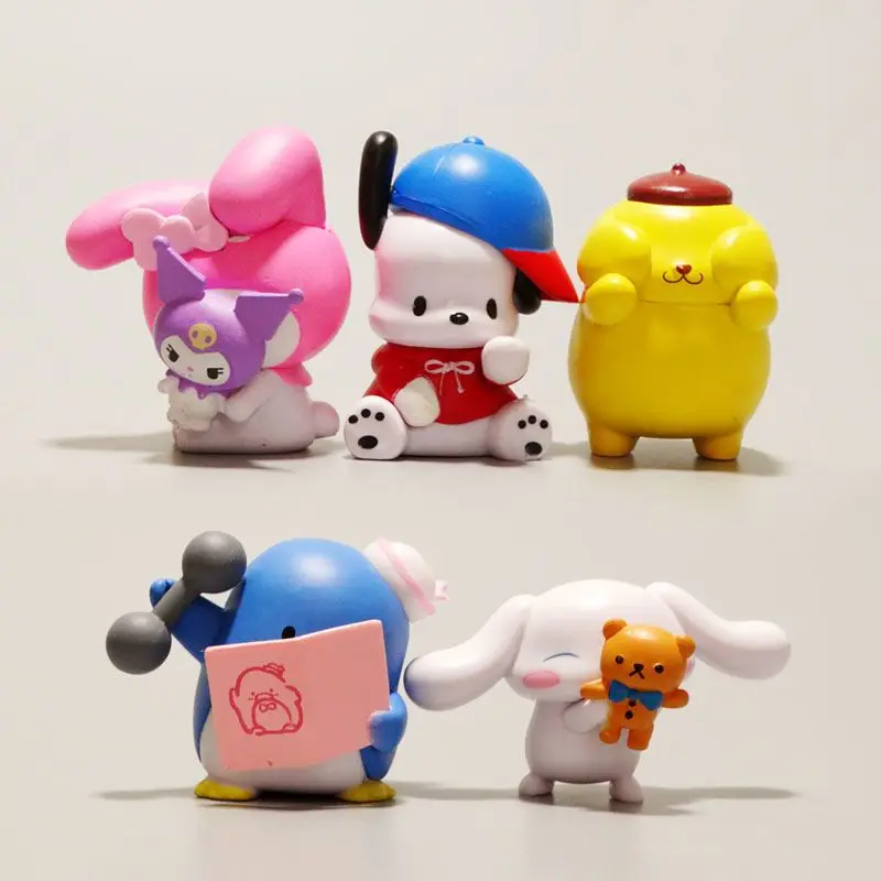 Sanrio Hide and Seek Figures Melody Tuxedosam Pochacco Anime Figure Kawaii Gasha Toy Model Hand Made Anime Dolls Toys Gifts