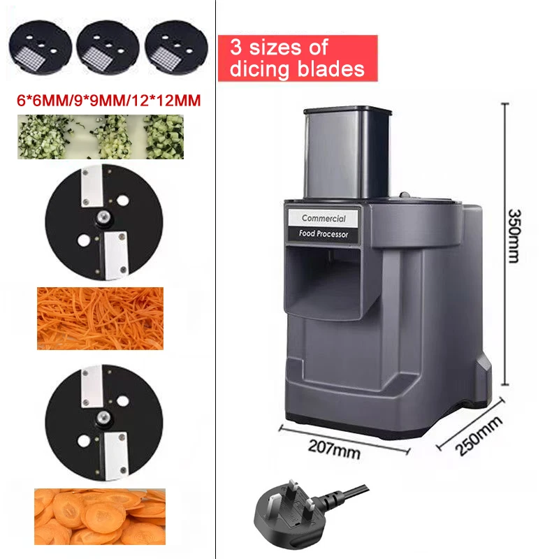 Commerciële Groente Chopper 3-in-1 Multifunctionele Elektrische Snijmachine Wortel Aardappel Slice Shred Blokjes Keukenmachine