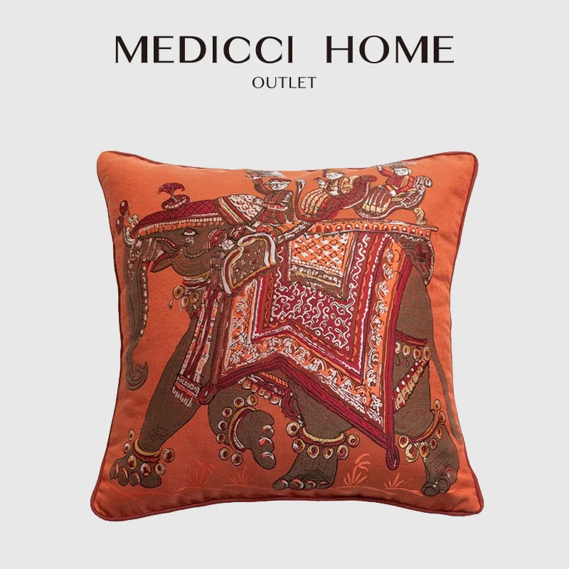 

Medicci Home Ethnic Style Decorative Cushion Covers Southeast Asia Lucky Elephant Embroidered Throw Pillow Cases Ready For Ship
