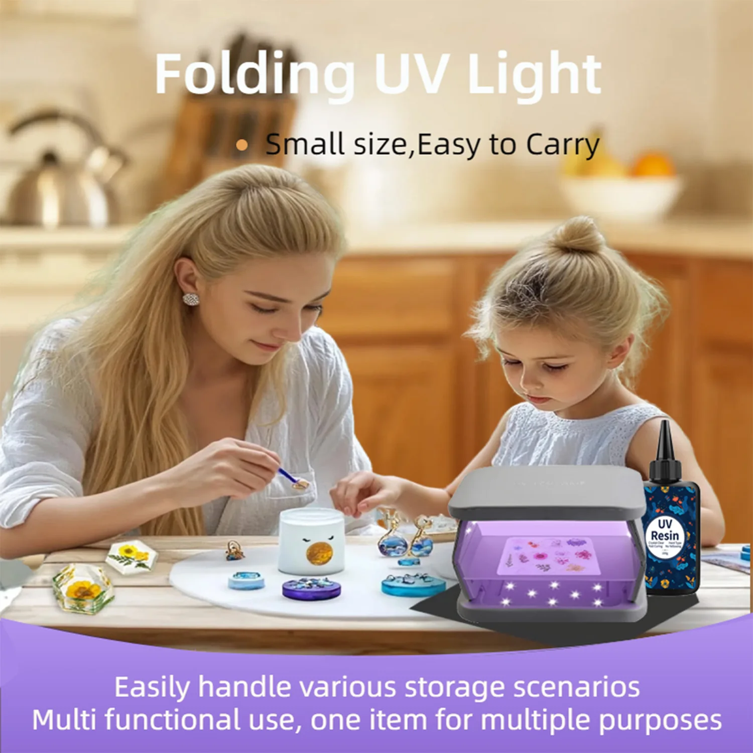 ضوء راتنج بالأشعة فوق البنفسجية للراتنج، ضوء الأشعة فوق البنفسجية على الوجهين مع معالجة سريعة 38 وات مصباح الأشعة فوق البنفسجية القابل للطي لقوالب ديكور الحرف اليدوية لصنع المجوهرات #5