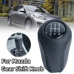 5 Speed Gear Shift Knob For Mazda 3 BK BL 5 CR CW 6 II GH CX-7 ER MX-5 NC III MT Leather Lever Arm Stick Headball Accessory