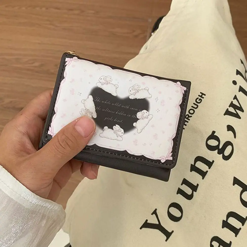 Dompet Koin Gambar Kelinci Lucu Tas Uang Tempat Kartu Tahan Air Kulit PU