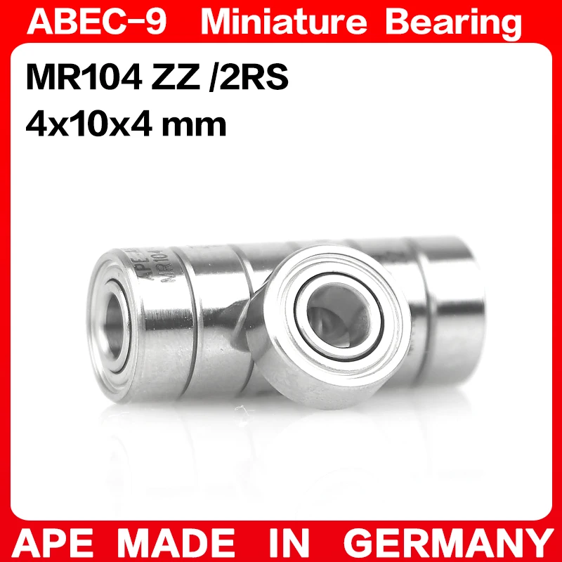 10-50pcs  APE ABEC-9 Bearing MR104 MR104ZZ 4x10x4 mm L-1040 MR104-2RS L-1040ZZ  Z -2Z  2RS Miniature Precision Ball Bearings