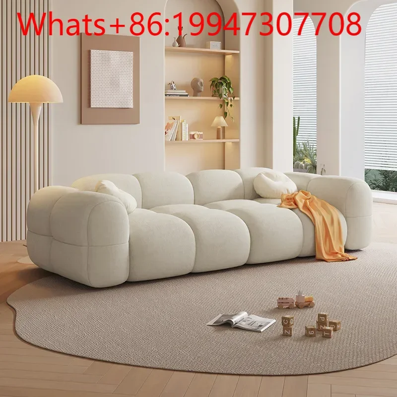 

New Cream Wind Fabric Sofa Baby Velvet Straight Row Unit Small Apartment Rental Apartment Living Room Jelly Sofa.