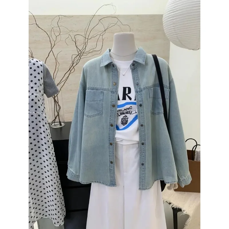 

Womens Light Blue Corduroy Long Sleeve Top Casual Blouse