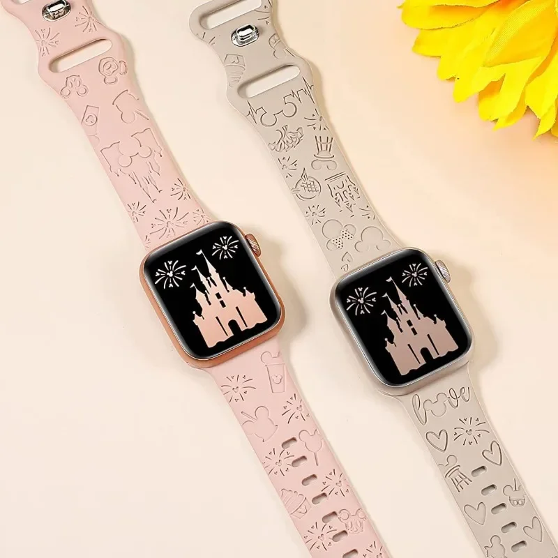 Cinturino Disney Mickey per cinturino Apple Watch 45mm 44mm 42mm 41mm 40mm 49mm 40 Mm bracciale Correa inciso iwatch Ultra 9 7 Se 3 6 8