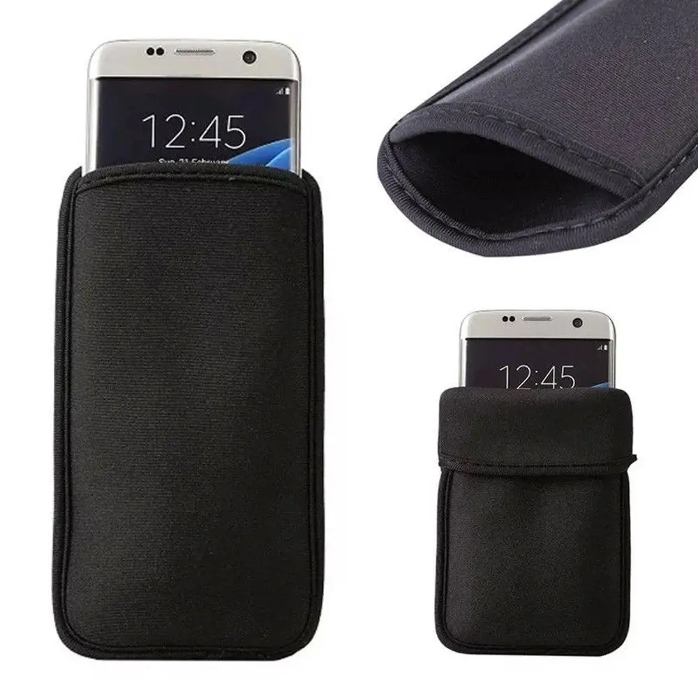 Etui na telefon komórkowy czarny neoprenowy do wszystkich smartfonów wodoodporny, odporny na wstrząsy akcesoria do telefonu komórkowy