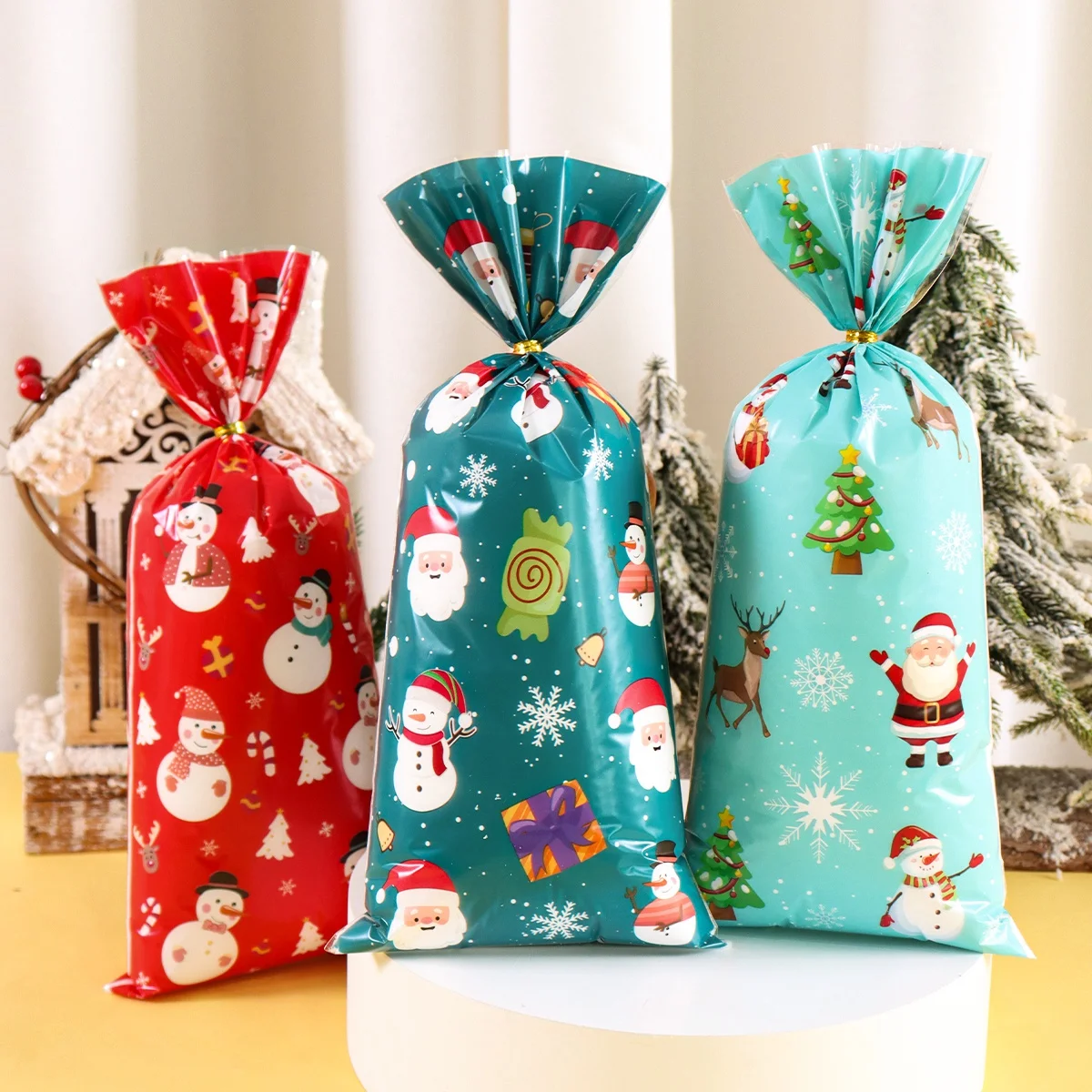 25/50/100 Stück Weihnachts-Süßigkeitentüten Weihnachtsmann-Keks-Verpackungsbeutel Weihnachtsdekoration 2025 Geschenktüten für Partyzubehör – Detail 9