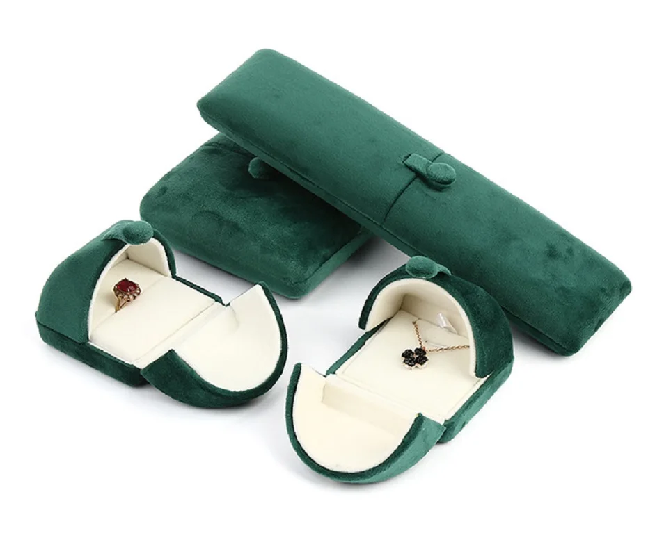 1Pc nowe podwójne otwarte pudełko z biżuterią na pierścionek kolczyki bransoletka naszyjnik bardzo miękki aksamit do przechowywania prezentów Snap Organizer biżuterii pudełka — zdjęcie 4