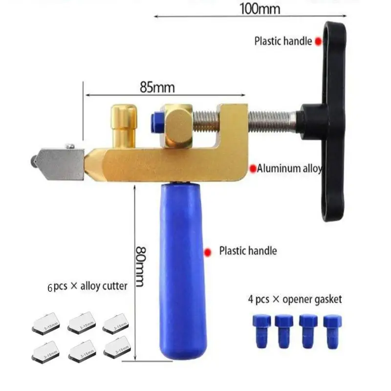 Multifunctional 2 In 1 Manual Glass Tile Cutter Hand Held Integrated Opener Portable Cutting Tool For Ceramic Glass Daily DIY Re