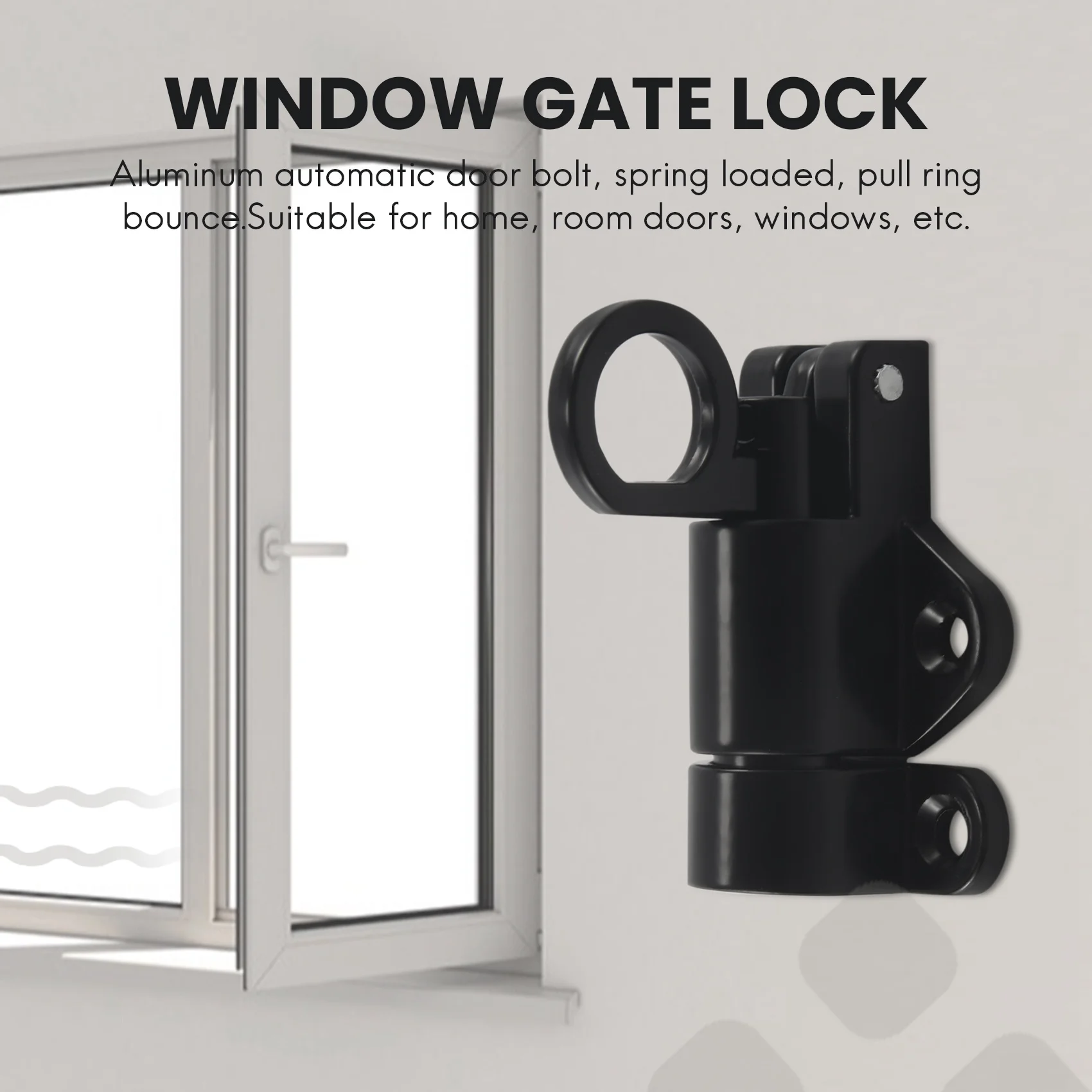 A01E-Aluminum Alloy Security Automatic Window Gate Lock Spring Bounce Door Bolt Latch