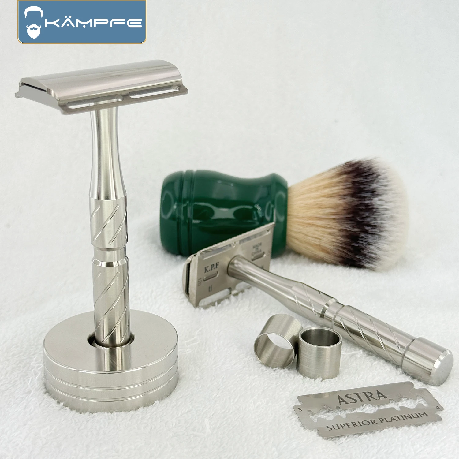 KAMPFE ماكينة حلاقة أمان خفيفة للغاية 53 جرام TC4 من التيتانيوم ذات حدين باستخدام الحاسب الآلي طحن دقيق للرجال هدية ماكينة حلاقة DE