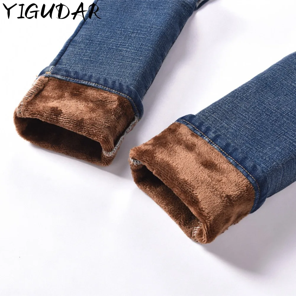 

2023 Autumn andWinter New High Waist Jeans Women's Plush Thickened Slim Fit Elastic Tight and Warm Feet Pants Womens Clothing