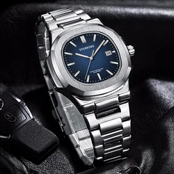 STARKING Men Automatic Mechanical Watches Fashion Stainless Steel Simple Calendar Men Watch Business Clock 50M Waterproof AM0532