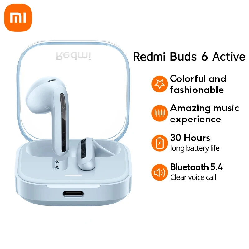 Xiaomi Redmi Buds 6 Active Earphone Dual-mic Noise Reduction Large Dynamic Driver 30 Hours Long Battery Life Wireless Headphones