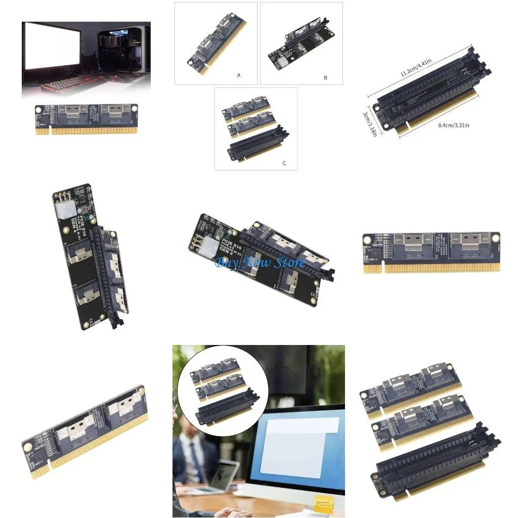 

20CE 4 Ports NVMe Expansion Card PCIE3.0 16X to SlimSAS 8i Graphics Card GPU SSD A