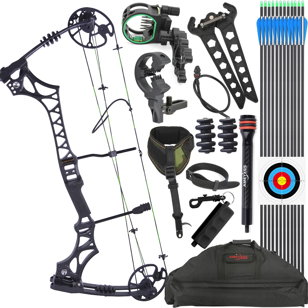 

30-70lbs Compound Bow Set 320fps Arrow Speed Let-off 80% Archery Magnesium Alloy Riser Right Hand for Hunting Shooting Bow
