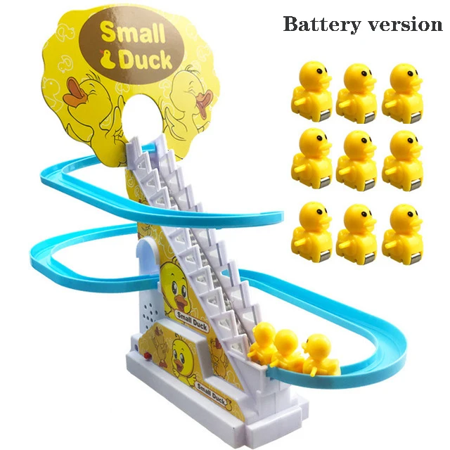 Funny Baby Toys Electric Duck Track Slide Toys Boys Ducks Climb Stairs Toy Baby LED Lights Music Roller Coaster for Kids