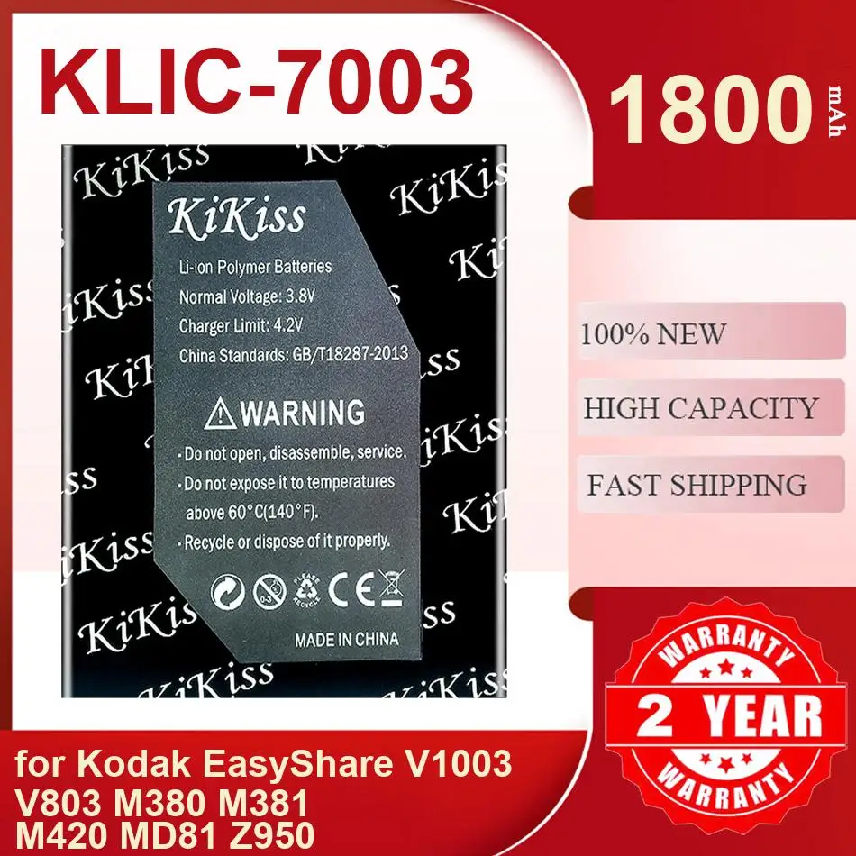 Kikiss 1800 мАч KLIC-7003 аккумулятор для камеры Kodak Easyshare V1003 V803 M380 M381 M420 MD81 Z950
