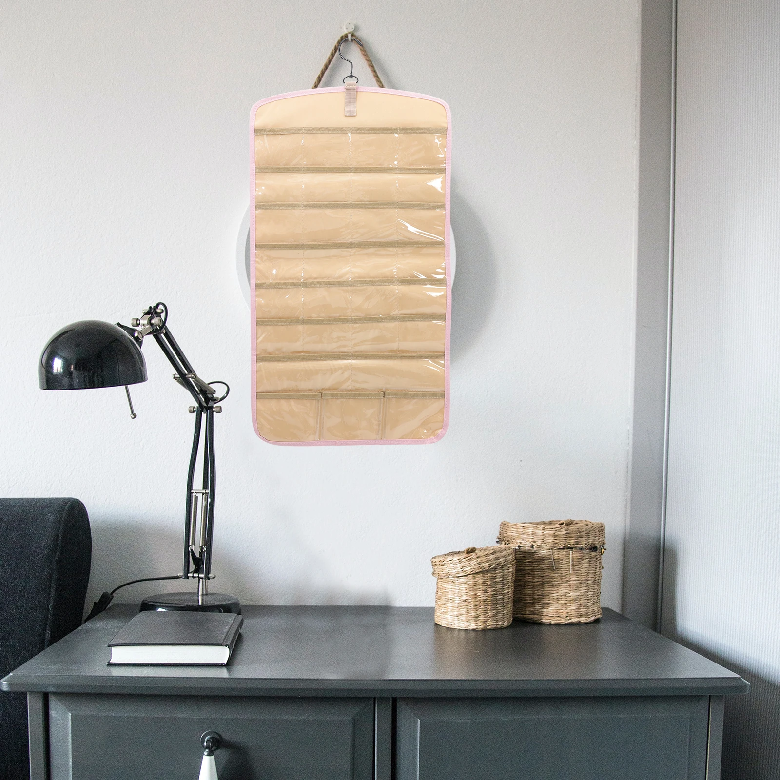 

Large Capacity Jewelry Storage Bag Double-Sided Hanging Organizer for Earrings Rings Necklaces Wall-Mounted PVC Hanger