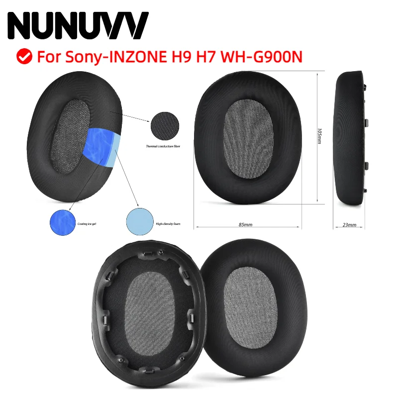 

NUNUVV Replacement Earmuffs Ear pillows ear covers cushion Cooling Gel Ear Pads For Sony INZONE H7 H9 Headphones