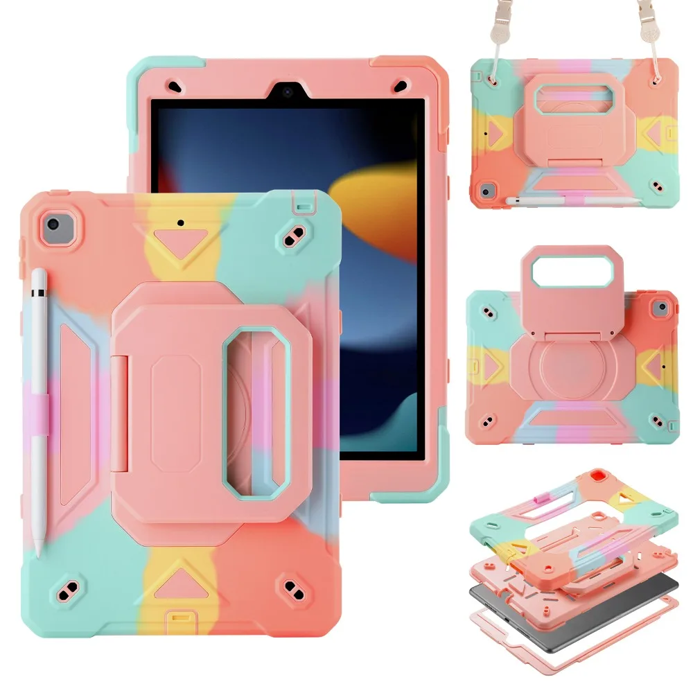 Silicone Rotatable Handheld Stand Case For iPad A16 11th Pro 11 Air 8 7 6 5 4 M2 M3 M4 10th 7 8 9 th 10.2 10.9 