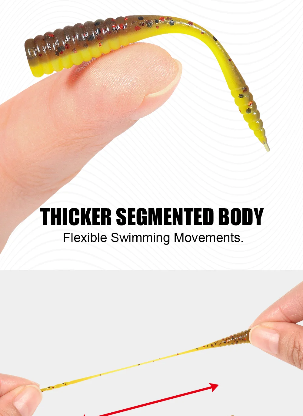 Palisander 48mm TPR Schwimmende Micro Köder Nadel Schwanz Ajing Weiche Wurm Angeln Köder Swimbaits Jig Rockfish Drop Shot ozean Meer 20 stücke – Detail 3