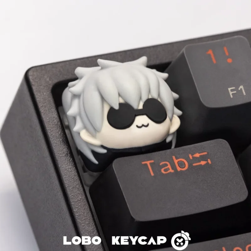 Cute Gojo Satoru Keycap Anime Game Mechanical Keyboard Cherry R4 Profile 3D Resin 1pcs Collectibles Gifts Cross Axis Keycaps