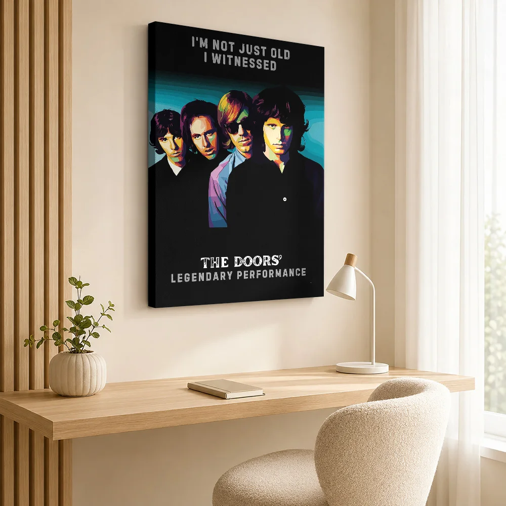 The Doors Legendary Performance Framed Canvas Print Poster Custom Photo Retro Music Wall Art for Bar Decor Gift for Collectors