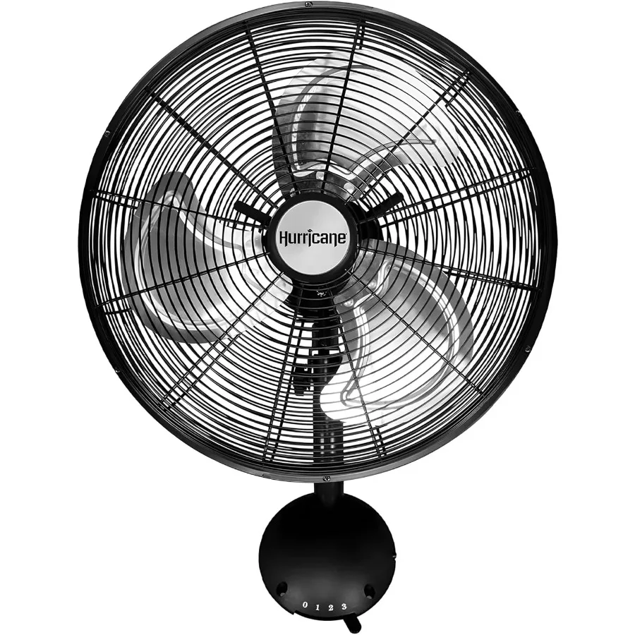 

Pro High Velocity Oscillating Metal Wall Mount Fan w/ 3 Speeds Black 16 - Corded Electric Air Cooling Unit w/ Powerful 2400 CFM
