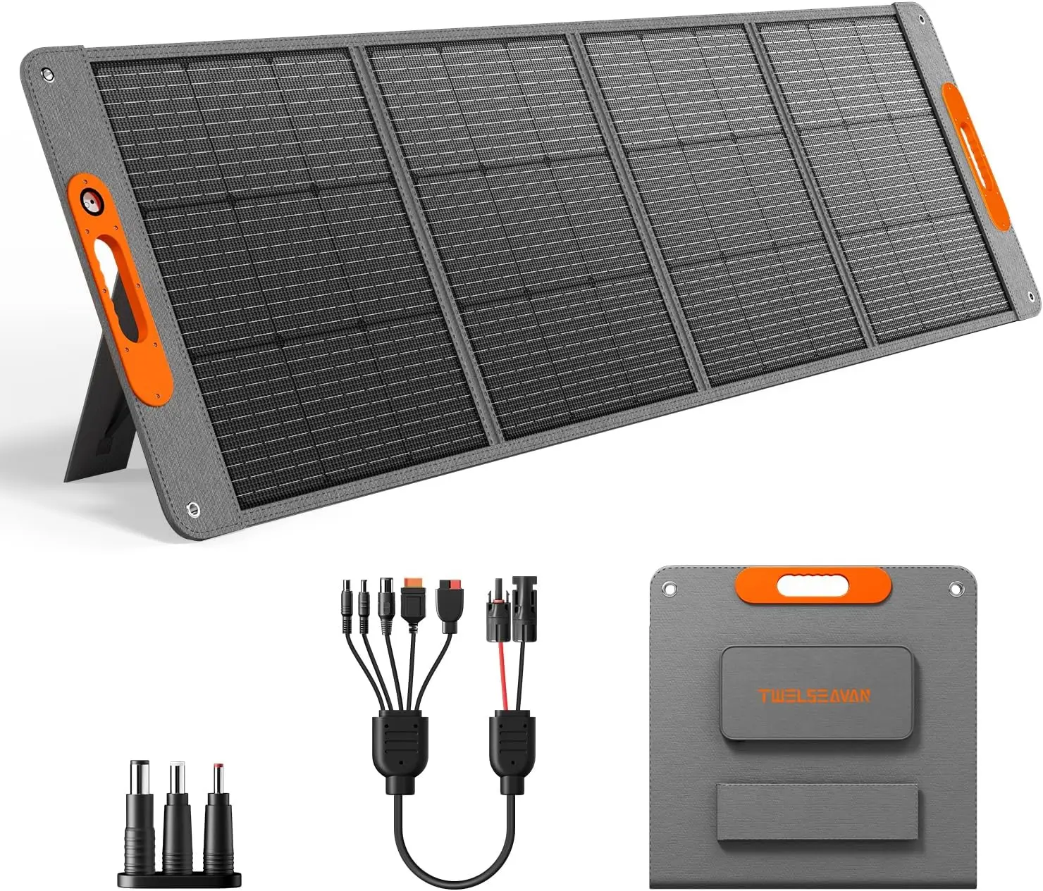

200W Portable Solar Panel for Power Station, 24% High Efficiency ETFE Foldable Solar Panel Charger, QC3.0, Type-C 60W, MC4 Outpu