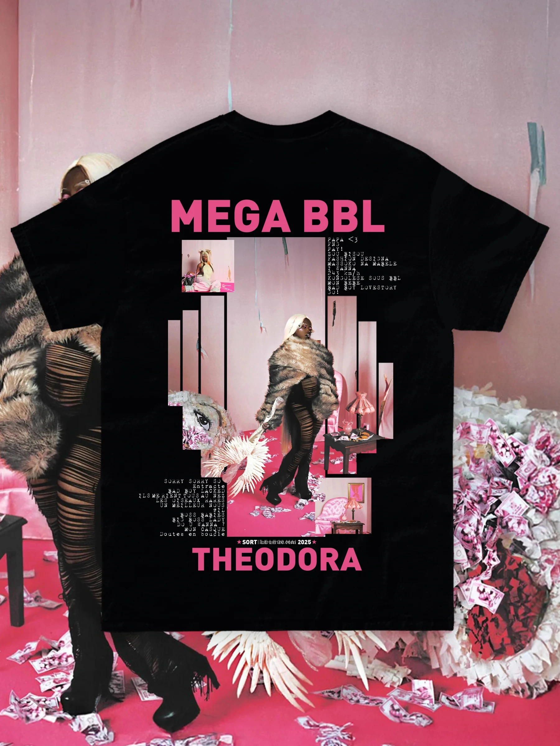 Camiseta gráfica del álbum MEGA BBL de la cantante francesa Theodora, camiseta de música Pop para hombres y mujeres, camisetas informales de algodón Vintage, camisetas Unisex