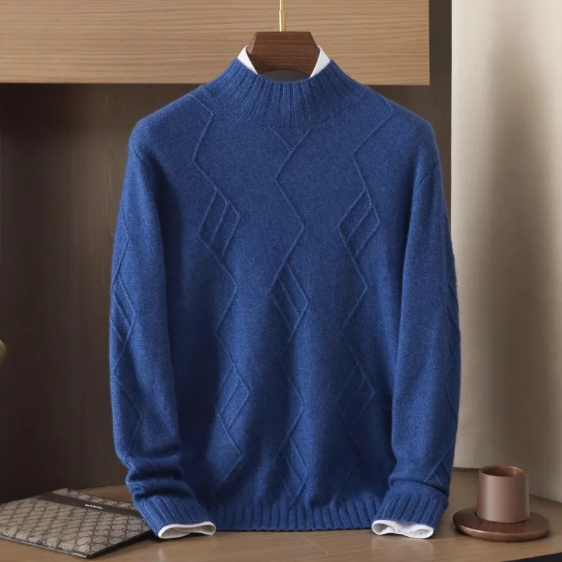 الشتاء الخريف الكشمير الرجال سترة جولة الرقبة طويلة الأكمام البلوز محبوك قميص #2