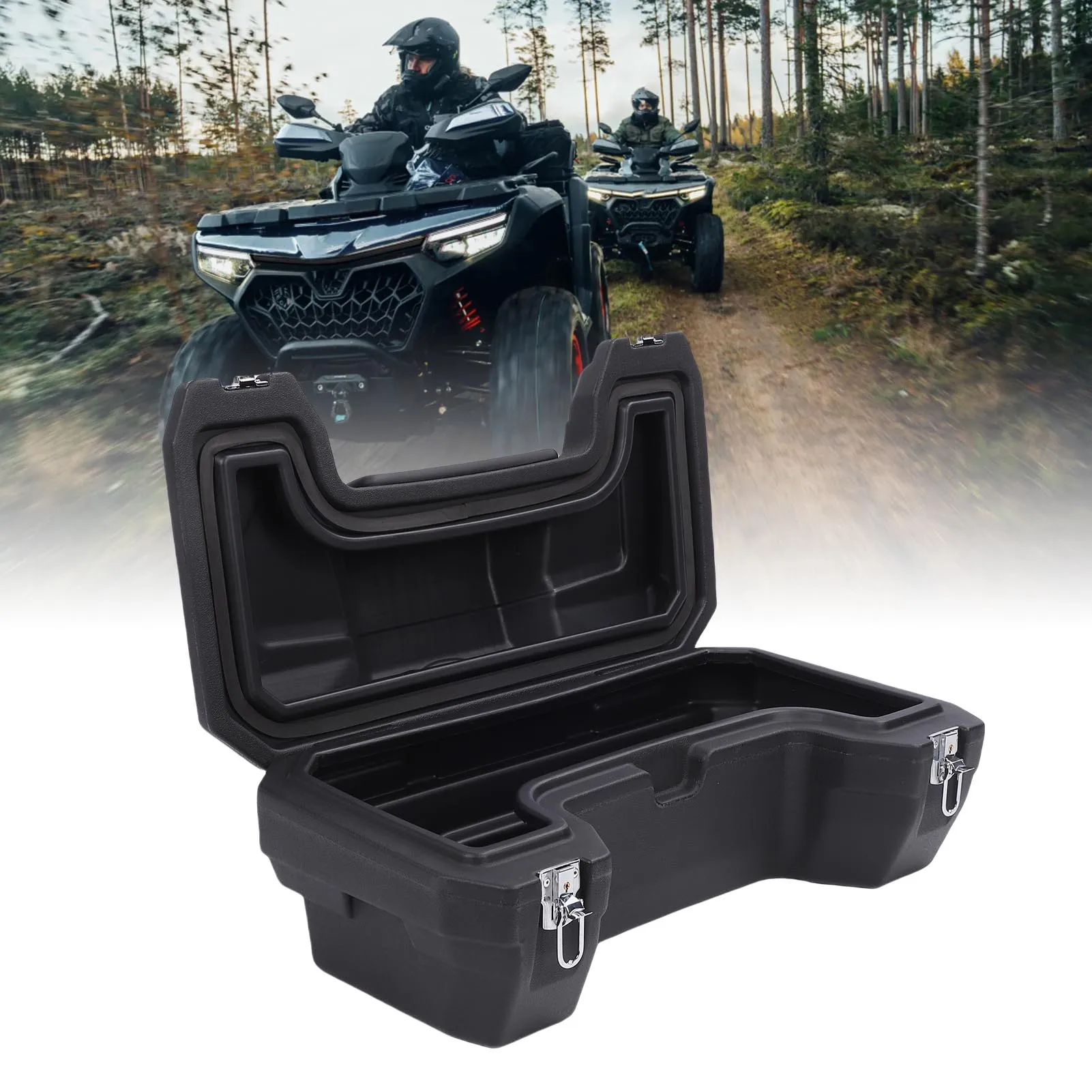 Kotak Penyimpanan Belakang ATV 55L Kapasitas Besar Tahan Hujan Kotak Bagasi Belakang ATV dengan Sandaran dan Kunci Pengaman untuk Mendaki dan Berkemah