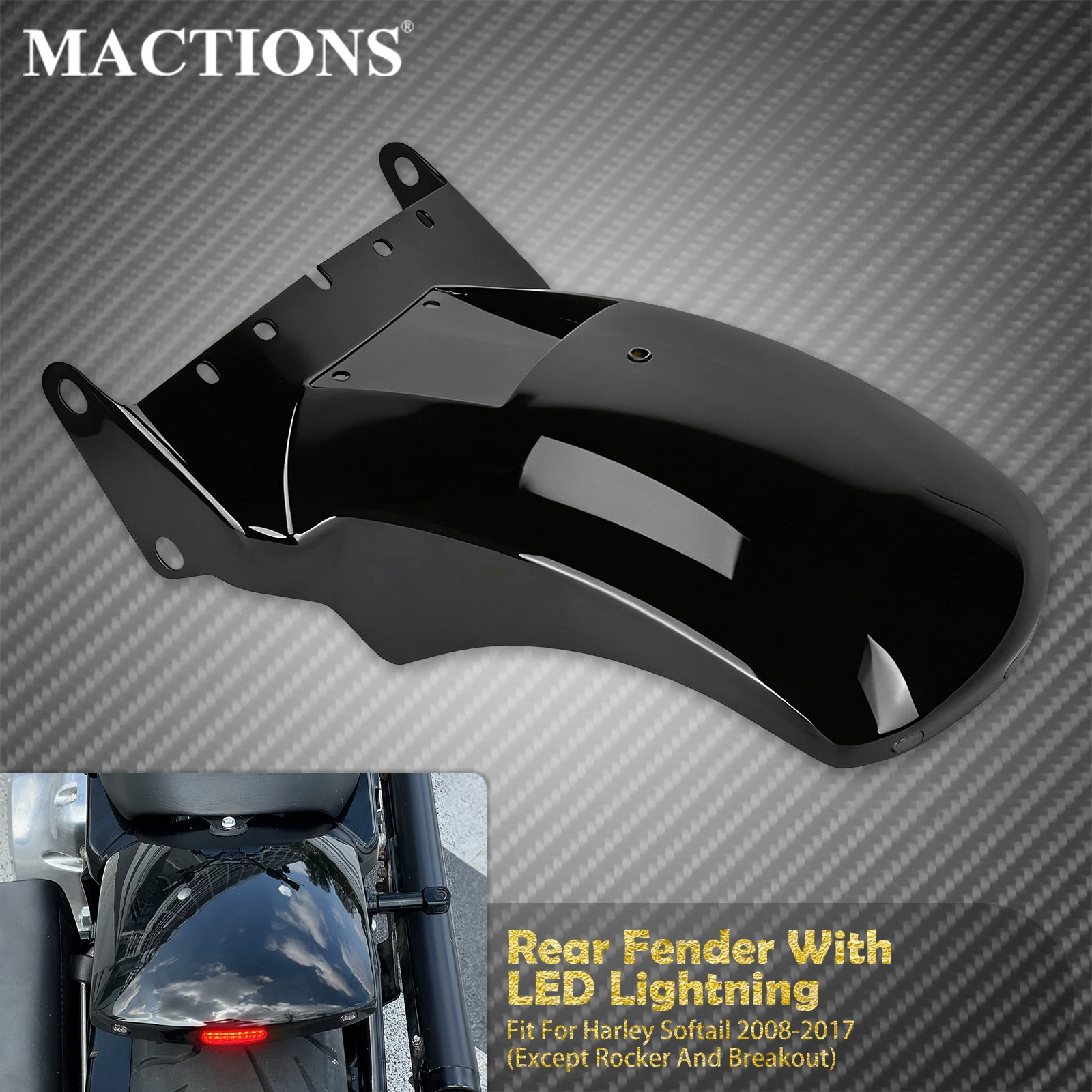 

Motorcycle Rear Fender Splash Guard Mudguard Cover For Harley Softail Fat Boy Street Bob Standard Slim Heritage FXLR 2008-2017