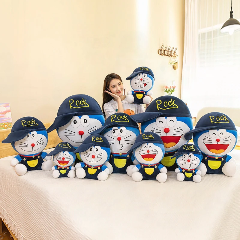 

Kawaii плюшевая игрушка Doraemon, милая мягкая кукла с одеждой и шляпой, большой размер, детский подарок на день рождения, милая гарантия для детей