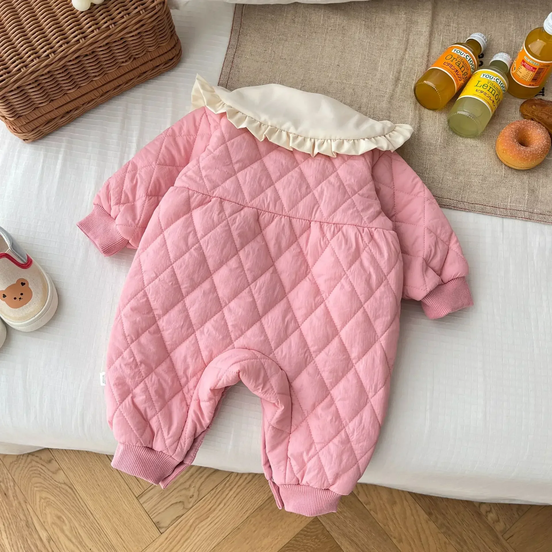 Quilted Jumpsuit Gift Bag for Baby - Winter Thickened Quilting Thread Romper Kids Infant Girls 0-2 Years Old, Newborn Clothes