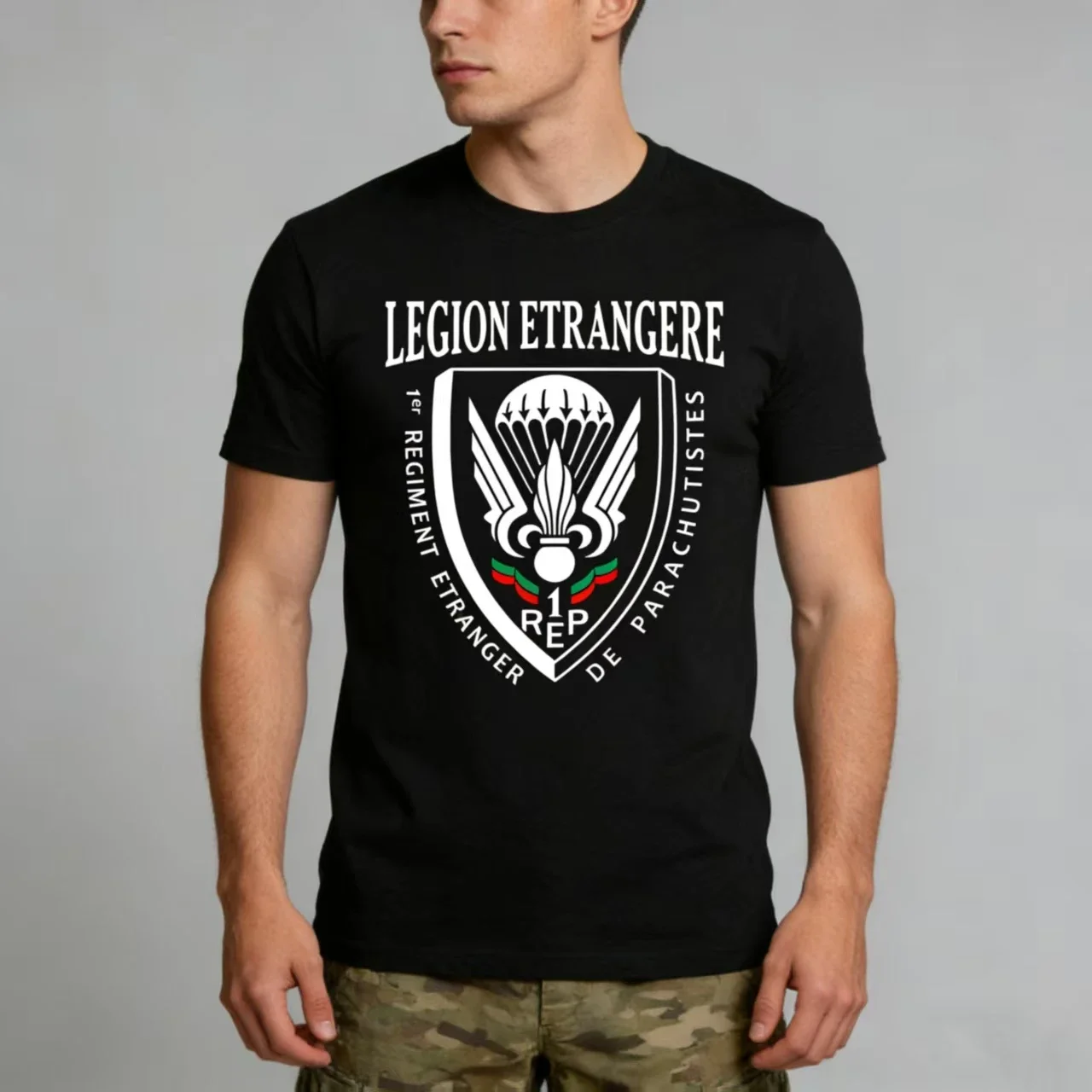

Футболка Legion Etrangere 1 Rep Paratrooper French Foreign Legion, летняя мужская футболка с короткими рукавами и круглым вырезом