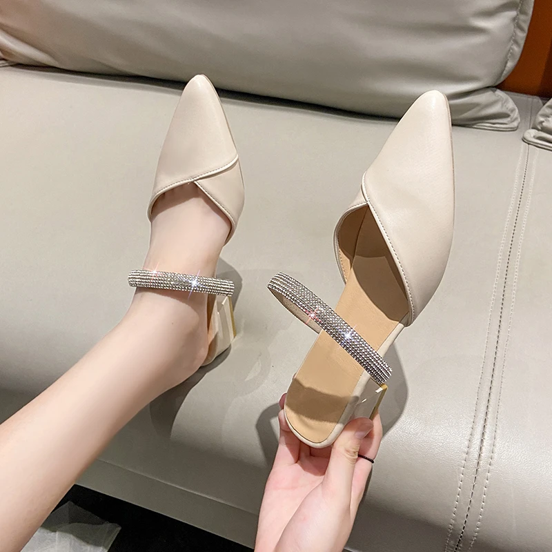 Nuevas Zapatillas de Tacón Medio Cómodas para Mujer 2026, Diseño de Punta Fina, Elegantes para Fiestas de Verano, Tacones Altos, Zapatilla Mujer
