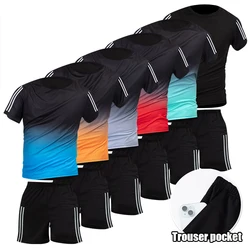 2/6 Pcs Men's Quick-drying Sports Suit Leisure Fitness Running Breathable Short Sleeve Comfortable Joker Elastic Waist Shorts