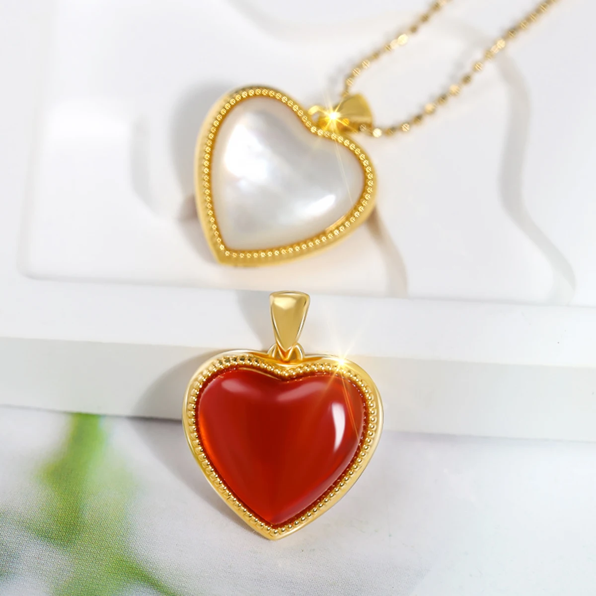 Szjinao 100% Real Gold 18k Natural Agate Necklace For Women Heart Pendant Au750 Pure Original Gold Jewelry With Certificate Sale