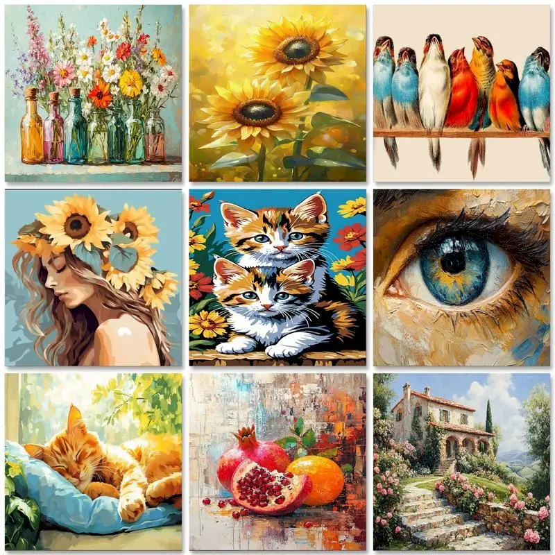 جاتيزتوري الاكريليك الطلاء بواسطة أرقام الكبار الحرف الزهور الحيوان التلوين بواسطة أرقام Diy بها بنفسك هدية جدار الديكورات صورة الطلاء 60x75c