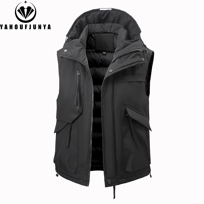 

Новая мужская безрукавка 2026 года: ветрозащитная, теплая, с капюшоном, для осени и весны, повседневная, модная, брендовая, на молнии, свободного кроя, мужская куртка-жилет