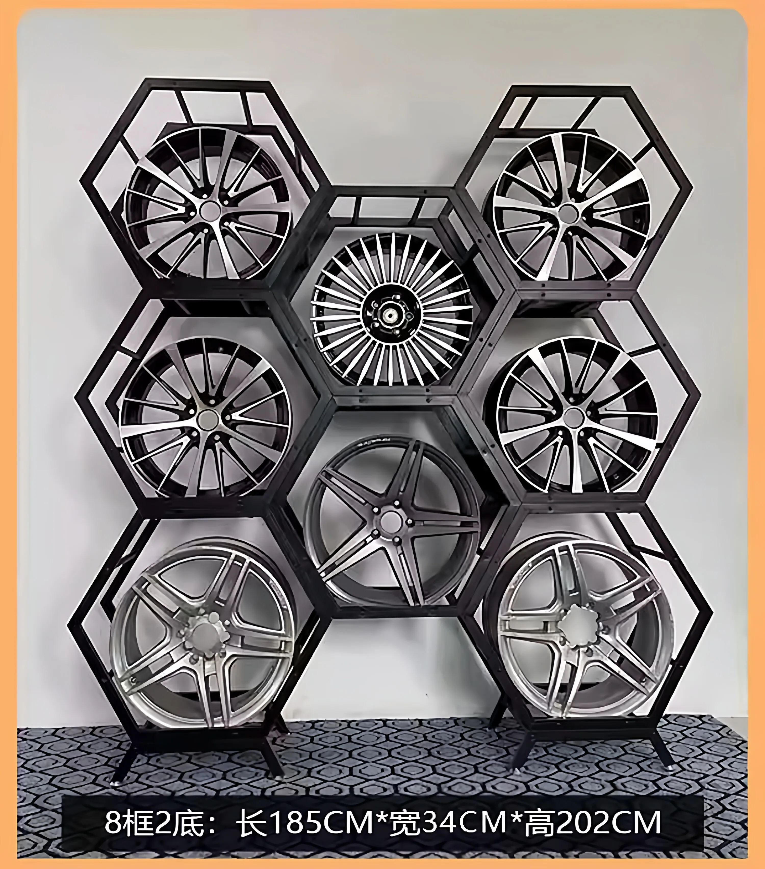 

Car Wheel Display Rack Steel Bell Wheel Hub Tire Cabinet Honeycomb Fetal Bell Display Rack