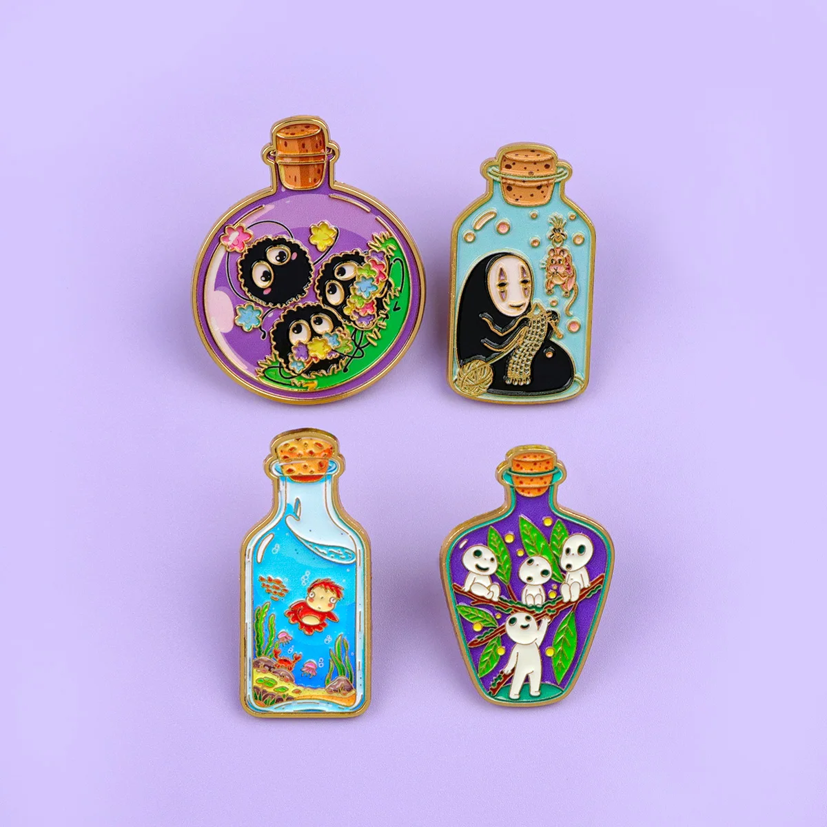 4pcs Cute Ghost Enamel Pins Set Anime Brooches for Backpacks Hat Lapel Pins Badges for Fans Gifts Cosplay Accessories Toy - view 2