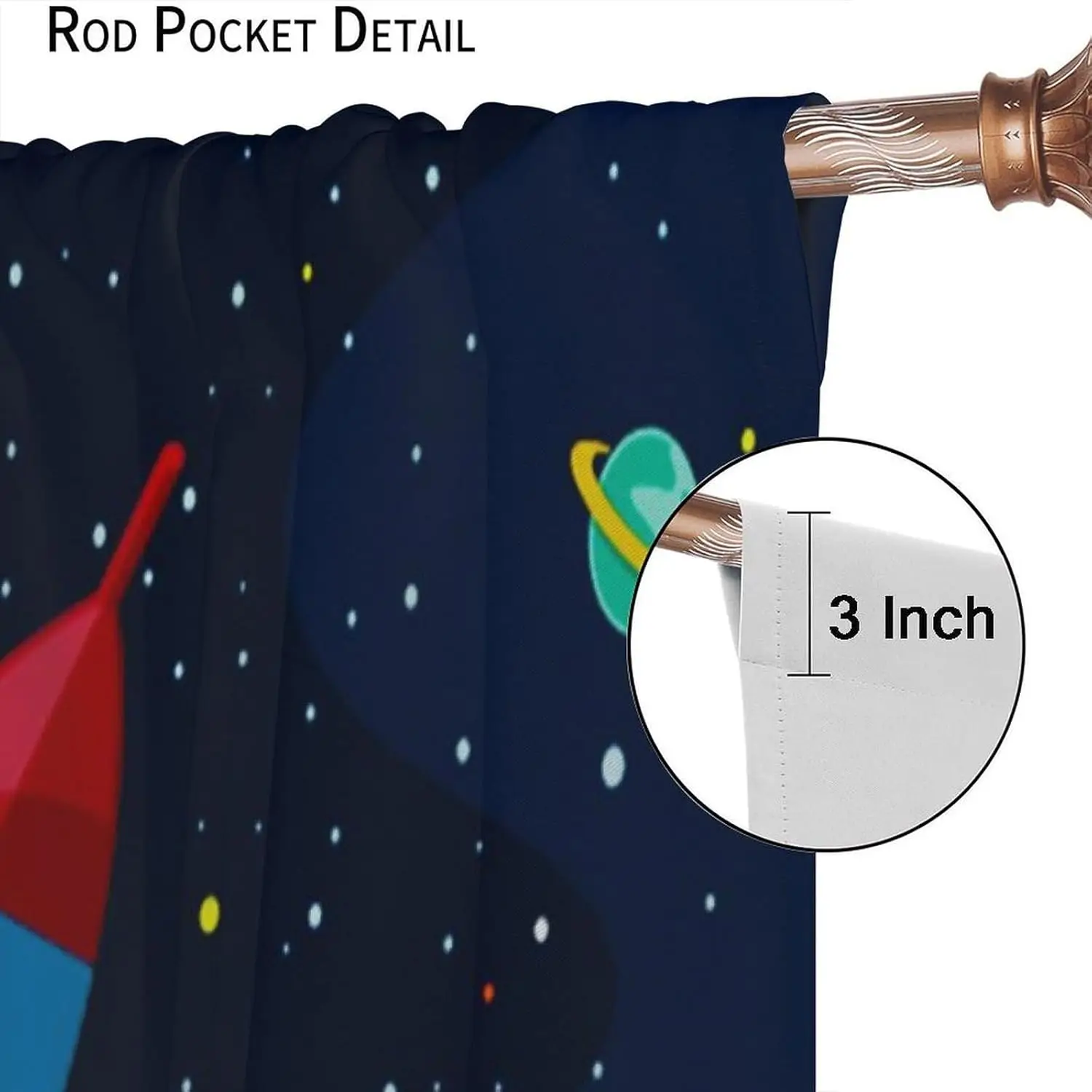 Astronaut Rocket Curtains for Nursery,Cartoon Funny Galaxy Outer Space Universe Earth Window Treatments for Kids Boys Baby