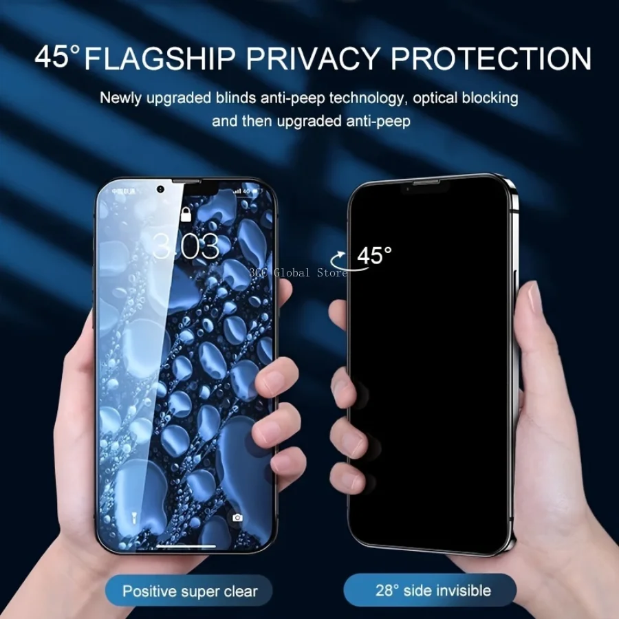 2-pieces Privacy Screen Protective Film For IPhone 15 14 13 12 11Pro Max  Anti Spying Tempered Glass For 7  8Plus  X XR XS Max