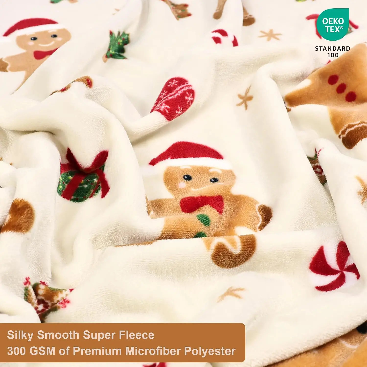 Gingerbread Christmas Throw Blanket for Couch - 50x60 Inches