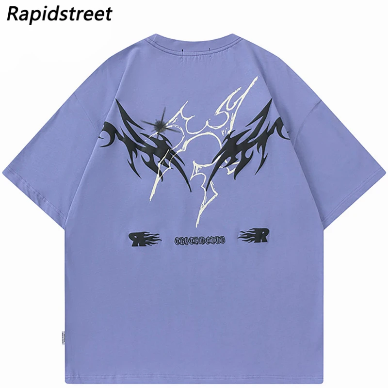 Hip Hop T-Shirt Streetwear Aesthetic Graphic T Shirt Men Harajuku Cotton Casual Tshirt Summer Tops Tees White Purple